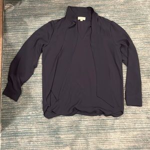 Navy Loft tie blouse